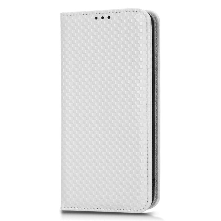 Phone Flip Wallet Cover for OnePlus 10T 5G / Ace Pro 5G, Grid Texture PU Leather Stand Case Magnetic Auto-absorbed Protective Shell - White