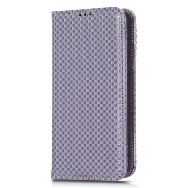 Phone Flip Wallet Cover for OnePlus 10T 5G / Ace Pro 5G, Grid Texture PU Leather Stand Case Magnetic Auto-absorbed Protective Shell - Light Purple