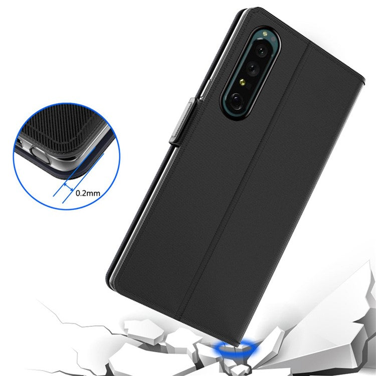 For Sony Xperia 5 II Stand Card Holder Function Phone Case Anti-wear PU Leather+TPU Magnetic Cover with Makeup Mirror - Black