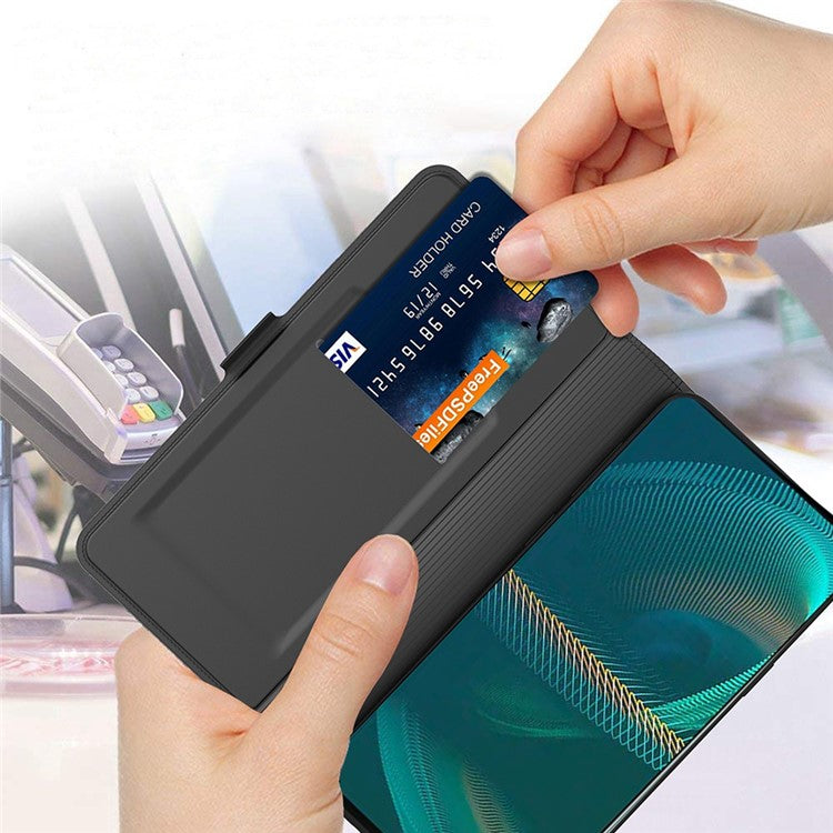 For Sony Xperia 5 II PU Leather Card Slot Case Stand Feature Double Magnetic Clasp TPU Protective Interior Shell - Black