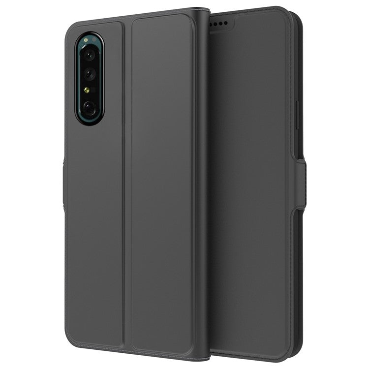 For Sony Xperia 1 II PU Leather Flip Case Double Magnetic Clasp Stand Card Slot Shockproof Cover - Black