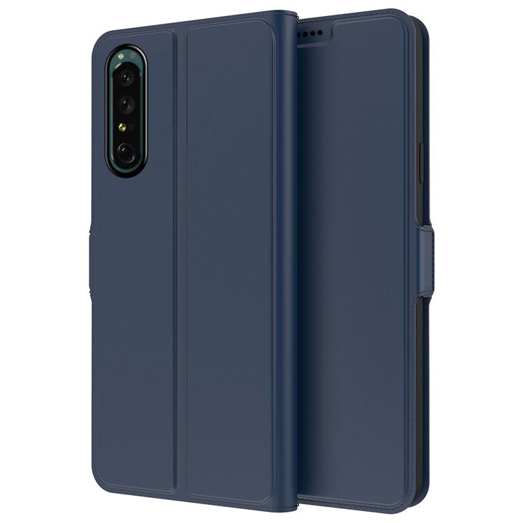 For Sony Xperia 1 II PU Leather Flip Case Double Magnetic Clasp Stand Card Slot Shockproof Cover - Blue