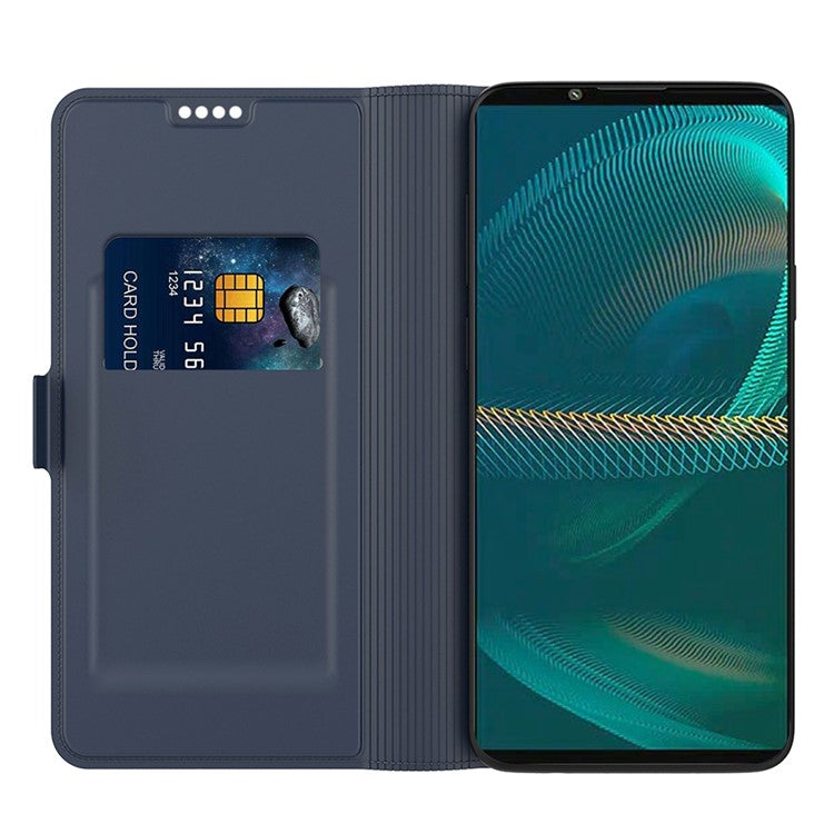 For Sony Xperia 1 II PU Leather Flip Case Double Magnetic Clasp Stand Card Slot Shockproof Cover - Blue