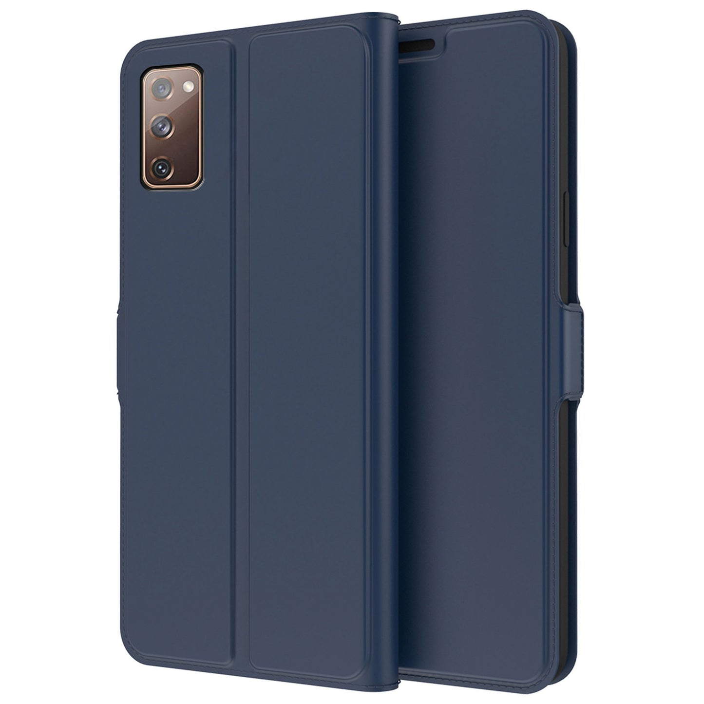 For Samsung Galaxy S20 FE 4G / FE 5G / S20 Lite / S20 FE 2022 PU Leather Flip Cover Card Slot Magnetic Closure Stand Folio Phone Case - Blue