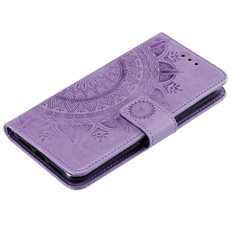 For OnePlus Ace Pro 5G / 10T 5G Shockproof Mandala Flower Pattern Imprinted Phone Case PU Leather Flip Wallet Stand Cover - Purple