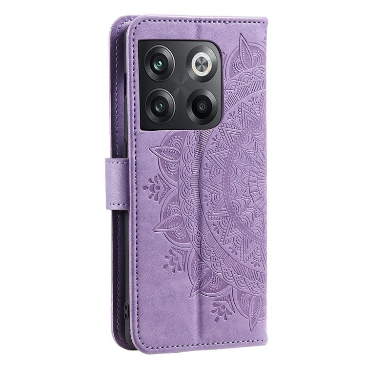For OnePlus Ace Pro 5G / 10T 5G Shockproof Mandala Flower Pattern Imprinted Phone Case PU Leather Flip Wallet Stand Cover - Purple