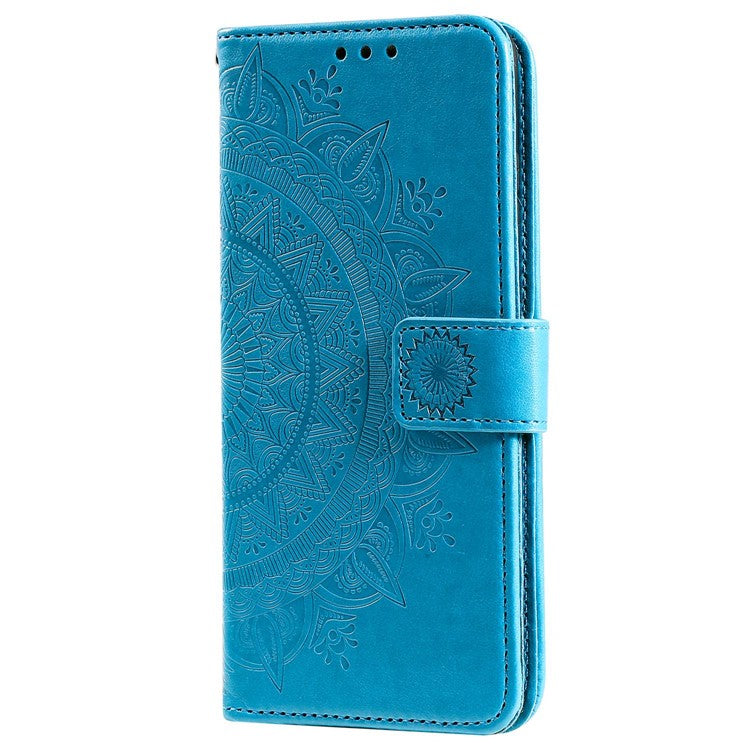 For OnePlus Ace Pro 5G / 10T 5G Shockproof Mandala Flower Pattern Imprinted Phone Case PU Leather Flip Wallet Stand Cover - Blue