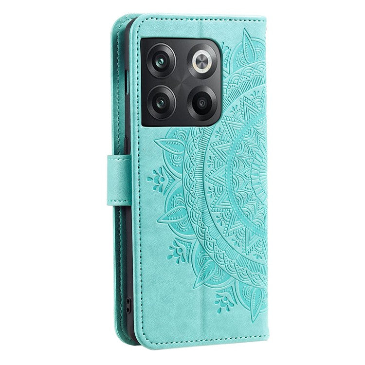 For OnePlus Ace Pro 5G / 10T 5G Shockproof Mandala Flower Pattern Imprinted Phone Case PU Leather Flip Wallet Stand Cover - Green