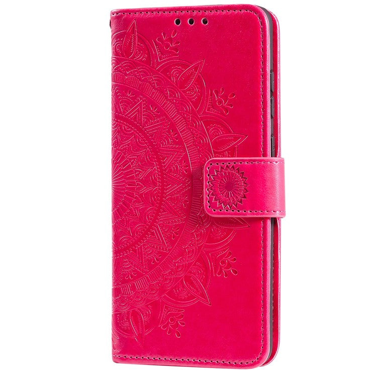 For OnePlus Ace Pro 5G / 10T 5G Shockproof Mandala Flower Pattern Imprinted Phone Case PU Leather Flip Wallet Stand Cover - Rose
