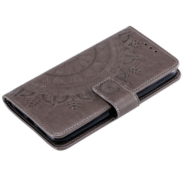 For OnePlus Ace Pro 5G / 10T 5G Shockproof Mandala Flower Pattern Imprinted Phone Case PU Leather Flip Wallet Stand Cover - Grey