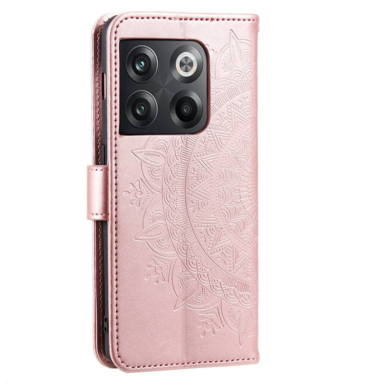 For OnePlus Ace Pro 5G / 10T 5G Shockproof Mandala Flower Pattern Imprinted Phone Case PU Leather Flip Wallet Stand Cover - Rose Gold