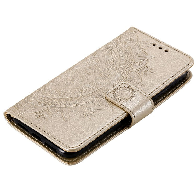 For OnePlus Ace Pro 5G / 10T 5G Shockproof Mandala Flower Pattern Imprinted Phone Case PU Leather Flip Wallet Stand Cover - Gold