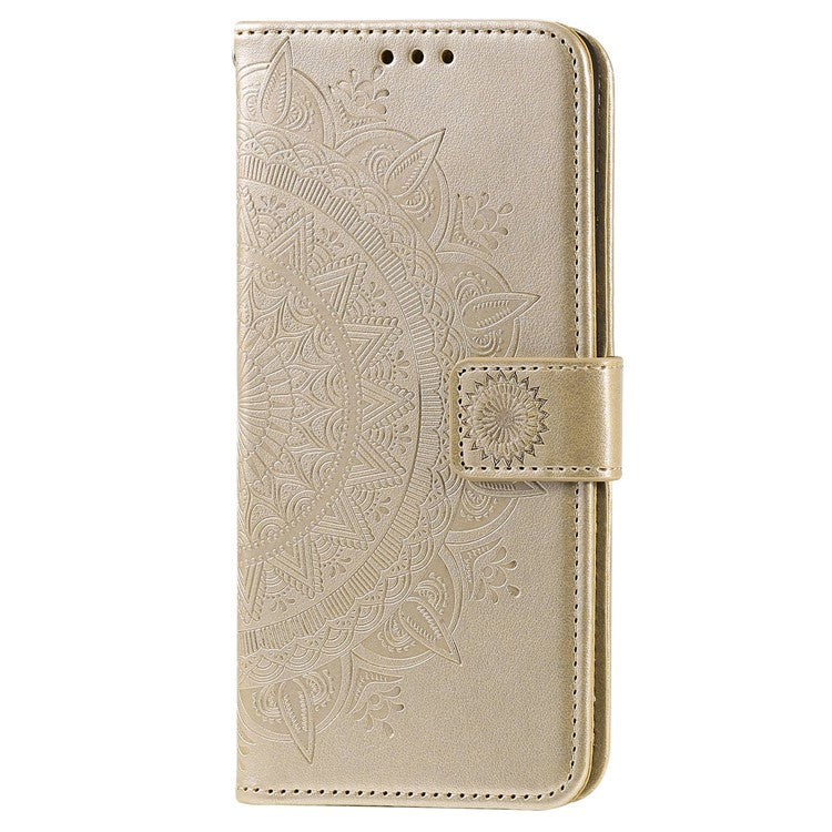 For OnePlus Ace Pro 5G / 10T 5G Shockproof Mandala Flower Pattern Imprinted Phone Case PU Leather Flip Wallet Stand Cover - Gold