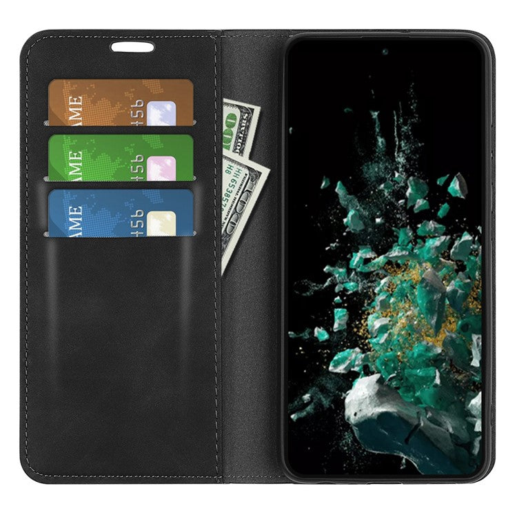 For OnePlus Ace Pro 5G / 10T 5G Skin-touch Feeling PU Leather Case Magnetic Auto-absorbed Stand Wallet Folio Flip Phone Cover - Black