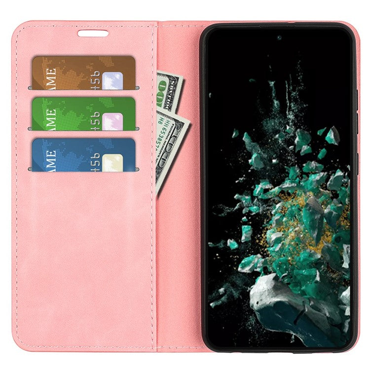 For OnePlus Ace Pro 5G / 10T 5G Skin-touch Feeling PU Leather Case Magnetic Auto-absorbed Stand Wallet Folio Flip Phone Cover - Pink