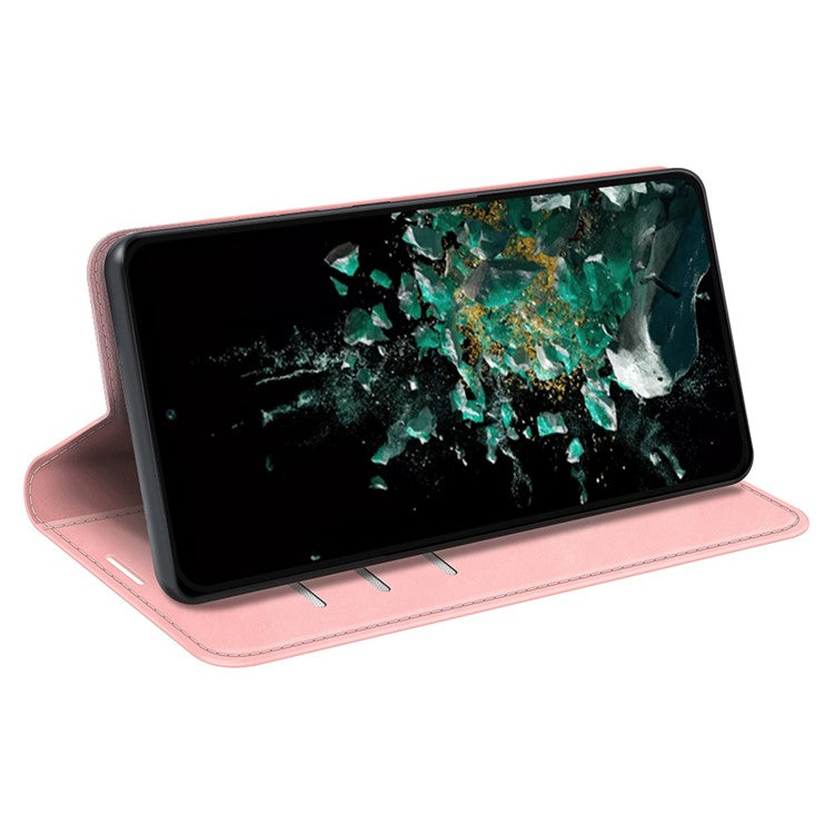 For OnePlus Ace Pro 5G / 10T 5G Skin-touch Feeling PU Leather Case Magnetic Auto-absorbed Stand Wallet Folio Flip Phone Cover - Pink
