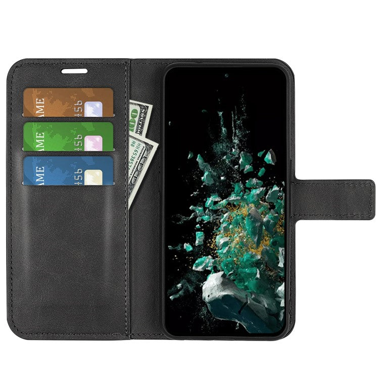 For OnePlus Ace Pro 5G / 10T 5G Square Magnetic Clasp Folio Flip Textured PU Leather Cover Inner TPU Phone Case with Wallet Stand - Black