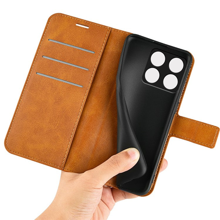 For OnePlus Ace Pro 5G / 10T 5G Square Magnetic Clasp Folio Flip Textured PU Leather Cover Inner TPU Phone Case with Wallet Stand - Yellow