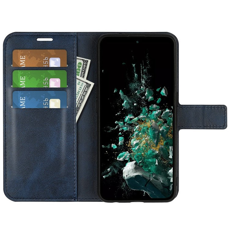 For OnePlus Ace Pro 5G / 10T 5G Square Magnetic Clasp Folio Flip Textured PU Leather Cover Inner TPU Phone Case with Wallet Stand - Blue