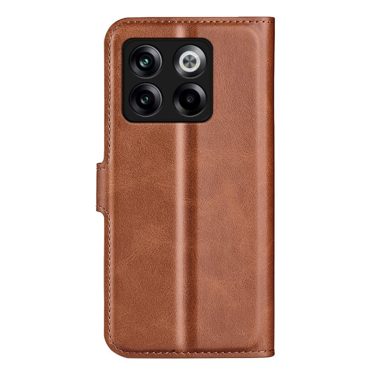For OnePlus Ace Pro 5G / 10T 5G Square Magnetic Clasp Folio Flip Textured PU Leather Cover Inner TPU Phone Case with Wallet Stand - Light Brown