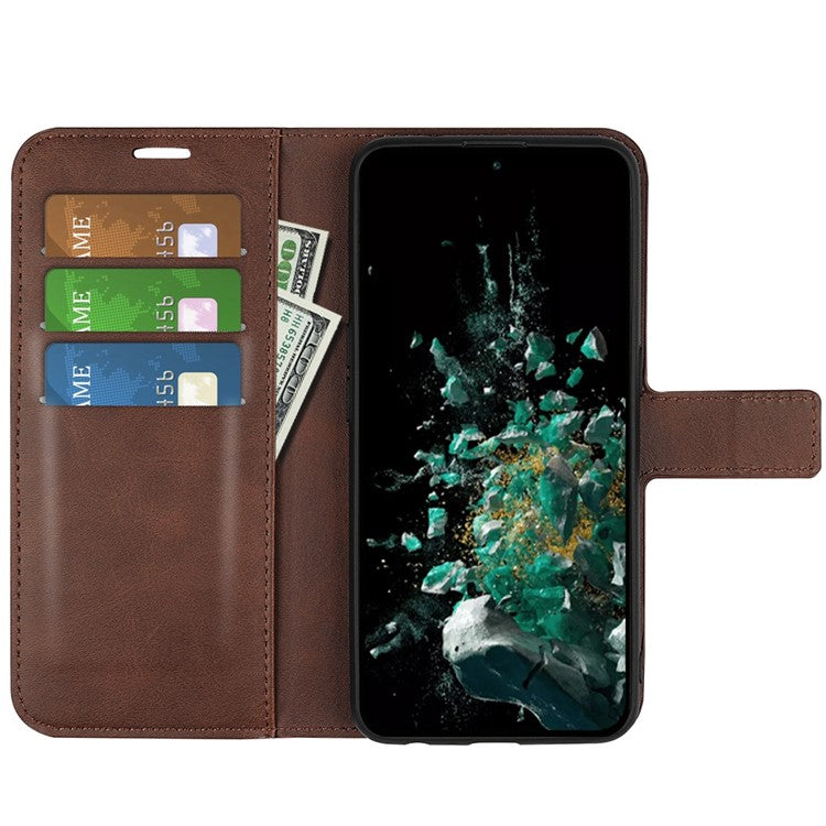For OnePlus Ace Pro 5G / 10T 5G Square Magnetic Clasp Folio Flip Textured PU Leather Cover Inner TPU Phone Case with Wallet Stand - Brown
