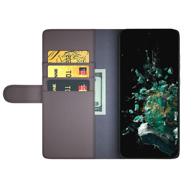 For OnePlus Ace Pro 5G / 10T 5G Genuine Split Leather Phone Cover Stand Wallet Full Protection Case - Brown