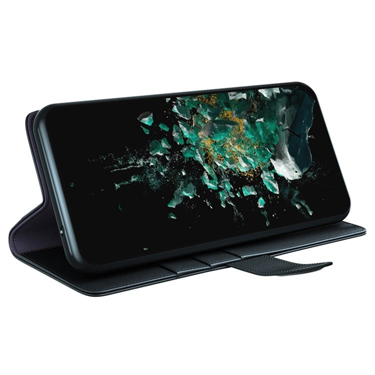 For OnePlus Ace Pro 5G / 10T 5G Genuine Split Leather Phone Cover Stand Wallet Full Protection Case - Black