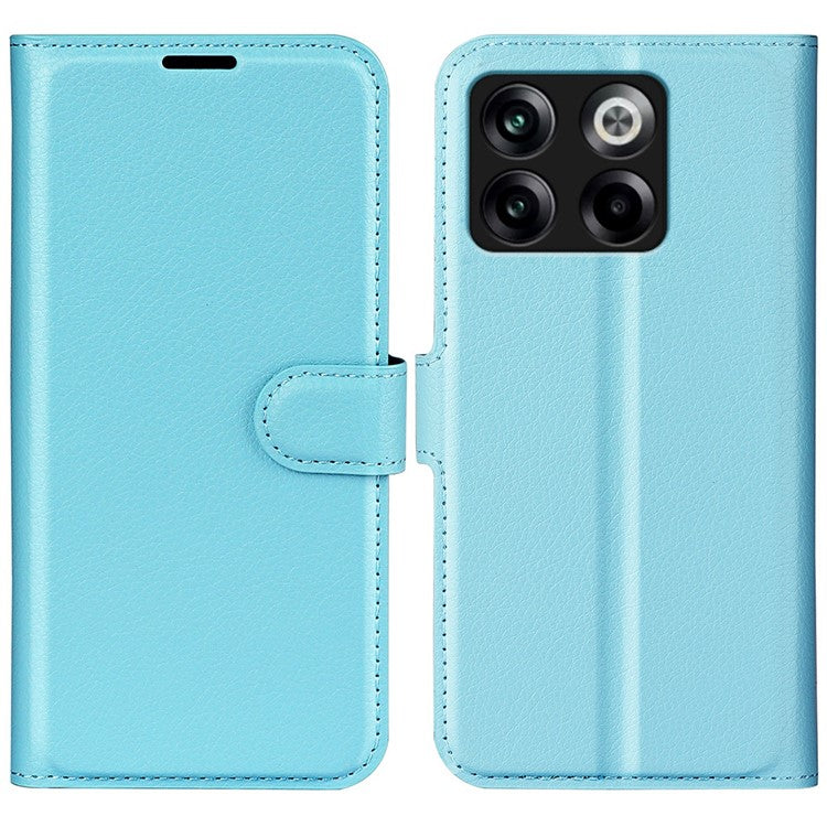 For OnePlus Ace Pro 5G / 10T 5G Litchi Texture Folio Flip Phone Case PU Leather Wallet Stand Protective Cover - Blue