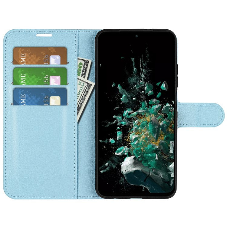 For OnePlus Ace Pro 5G / 10T 5G Litchi Texture Folio Flip Phone Case PU Leather Wallet Stand Protective Cover - Blue