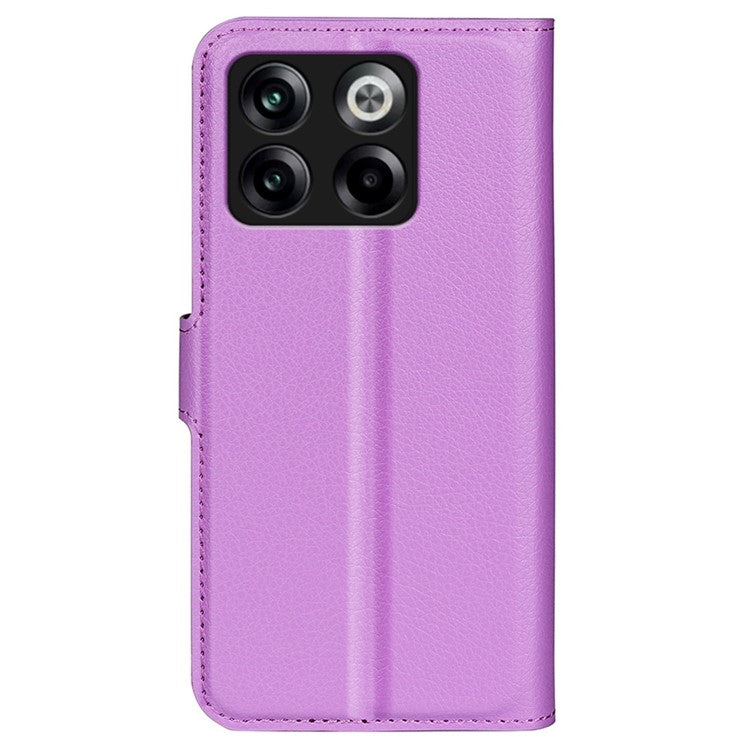 For OnePlus Ace Pro 5G / 10T 5G Litchi Texture Folio Flip Phone Case PU Leather Wallet Stand Protective Cover - Purple