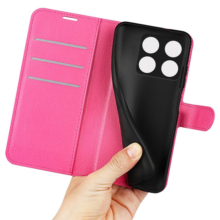 For OnePlus Ace Pro 5G / 10T 5G Litchi Texture Folio Flip Phone Case PU Leather Wallet Stand Protective Cover - Rose