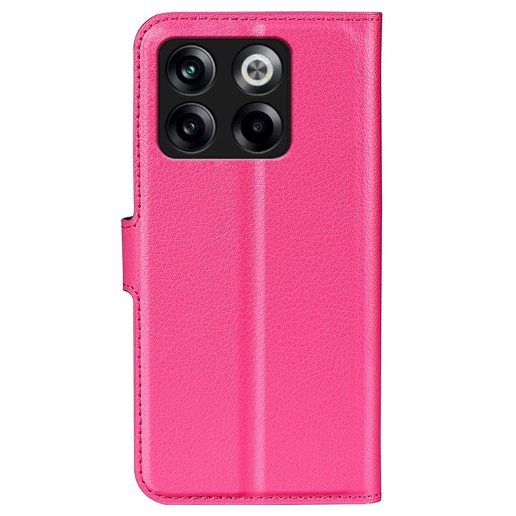 For OnePlus Ace Pro 5G / 10T 5G Litchi Texture Folio Flip Phone Case PU Leather Wallet Stand Protective Cover - Rose