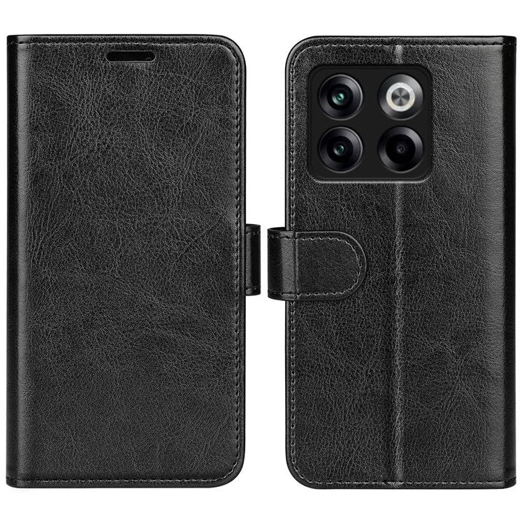 For OnePlus Ace Pro 5G / 10T 5G PU Leather Crazy Horse Texture Phone Case Folio Flip Wallet Stand Anti-drop Cover - Black