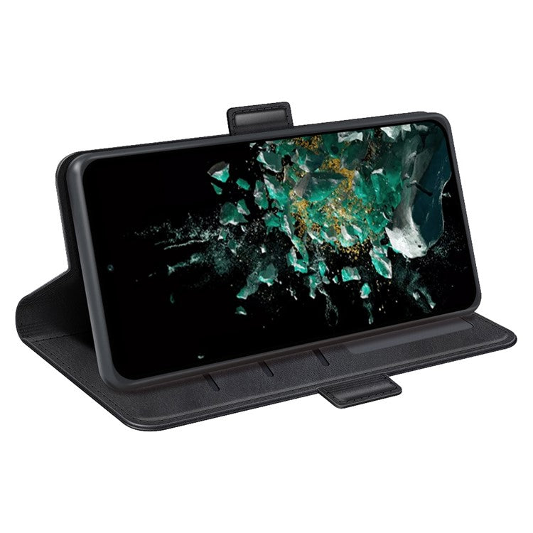 For OnePlus Ace Pro 5G / 10T 5G Stand Wallet Case Textured PU Leather Dual Magnetic Clasp Folio Flip Phone Cover - Black