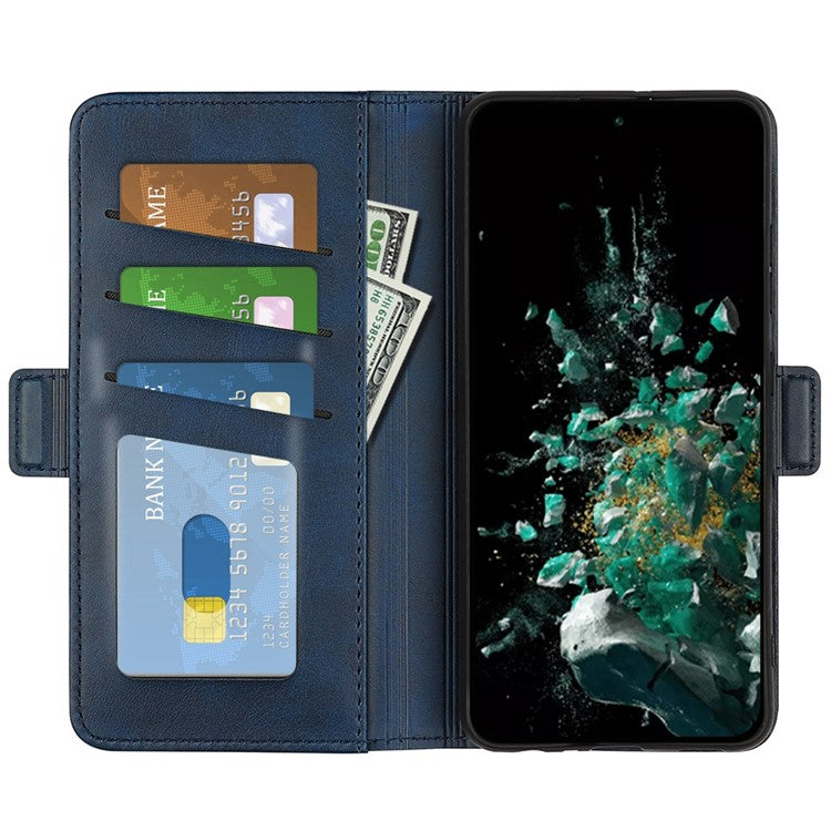 For OnePlus Ace Pro 5G / 10T 5G Stand Wallet Case Textured PU Leather Dual Magnetic Clasp Folio Flip Phone Cover - Blue