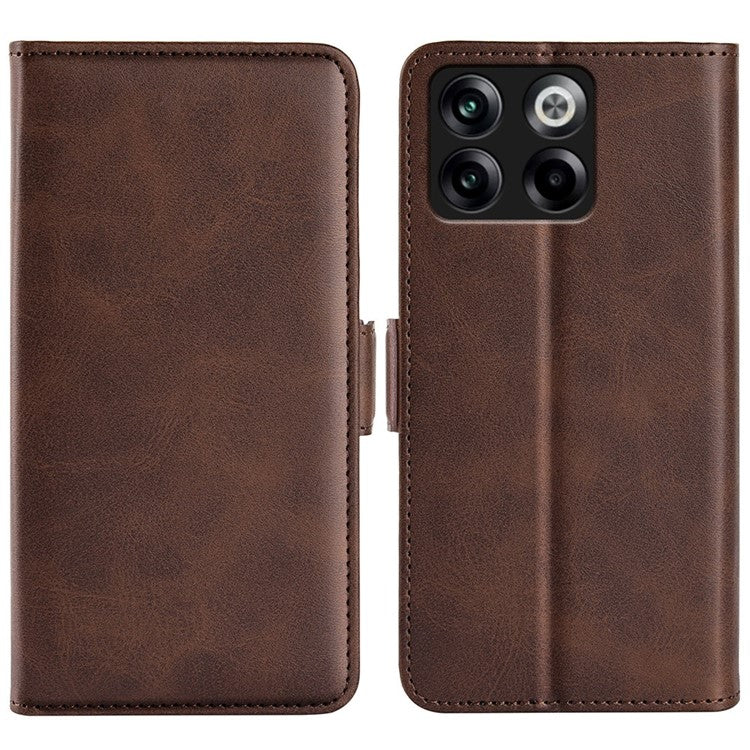 For OnePlus Ace Pro 5G / 10T 5G Stand Wallet Case Textured PU Leather Dual Magnetic Clasp Folio Flip Phone Cover - Brown