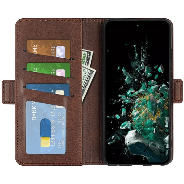 For OnePlus Ace Pro 5G / 10T 5G Stand Wallet Case Textured PU Leather Dual Magnetic Clasp Folio Flip Phone Cover - Brown