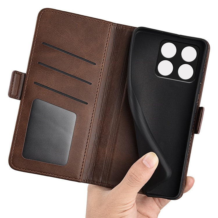 For OnePlus Ace Pro 5G / 10T 5G Stand Wallet Case Textured PU Leather Dual Magnetic Clasp Folio Flip Phone Cover - Brown