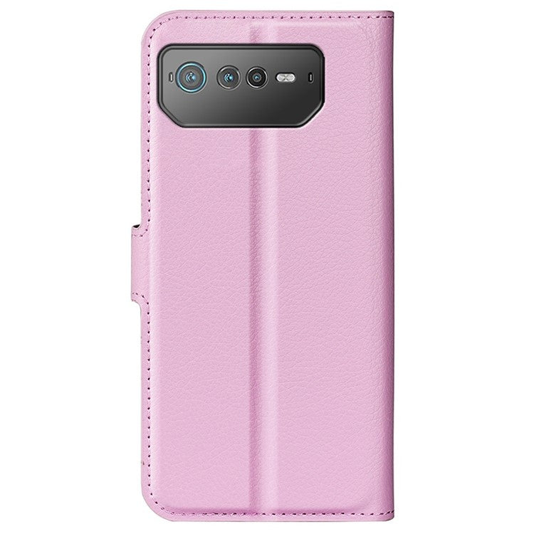 For Asus ROG Phone 6 5G Anti-wear Litchi Texture Flip Phone Case Well-protected PU Leather Wallet Stand Feature Cover - Pink