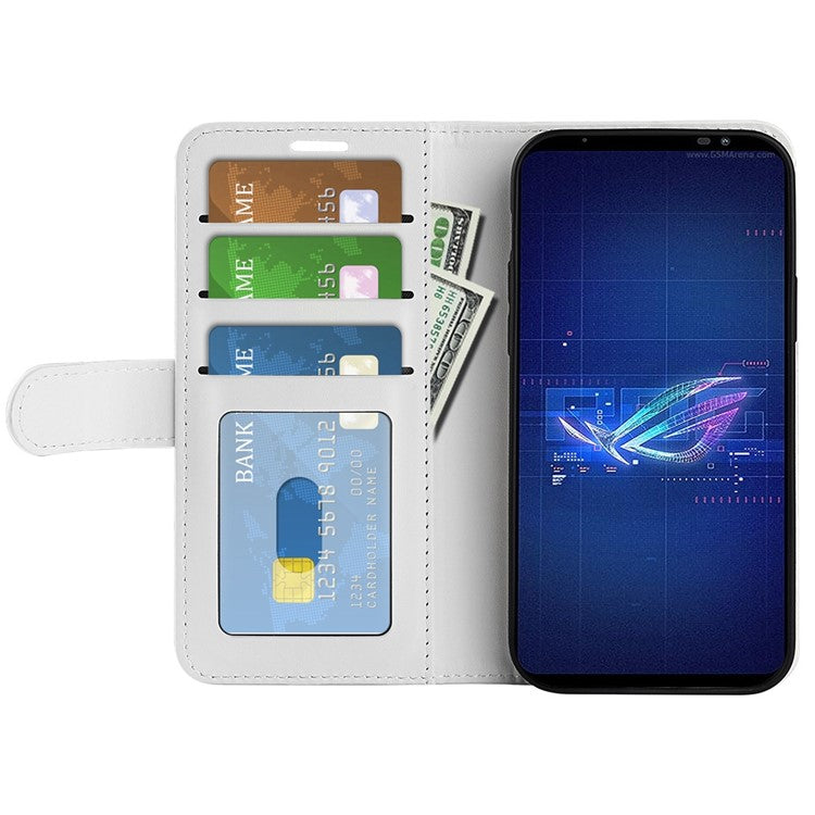 For Asus ROG Phone 6 5G Crazy Horse Texture Case PU Leather + TPU Drop-proof Stand Wallet Phone Shell - White