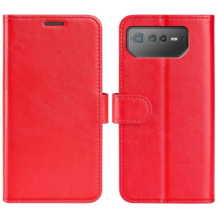 For Asus ROG Phone 6 5G Crazy Horse Texture Case PU Leather + TPU Drop-proof Stand Wallet Phone Shell - Red