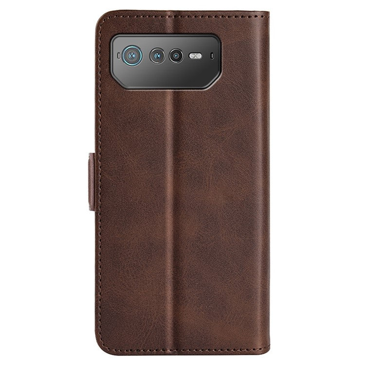 For Asus ROG Phone 6 5G Textured PU Leather Full Protection Wallet Phone Case Folio Flip Foldable Stand Cover - Brown