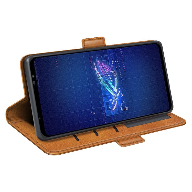 For Asus ROG Phone 6 5G Textured PU Leather Full Protection Wallet Phone Case Folio Flip Foldable Stand Cover - Yellow