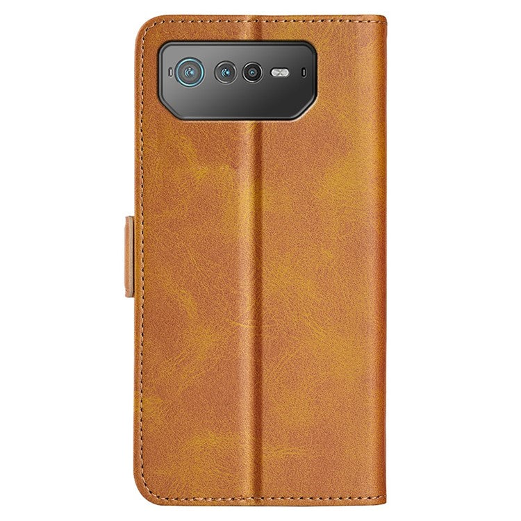 For Asus ROG Phone 6 5G Textured PU Leather Full Protection Wallet Phone Case Folio Flip Foldable Stand Cover - Yellow