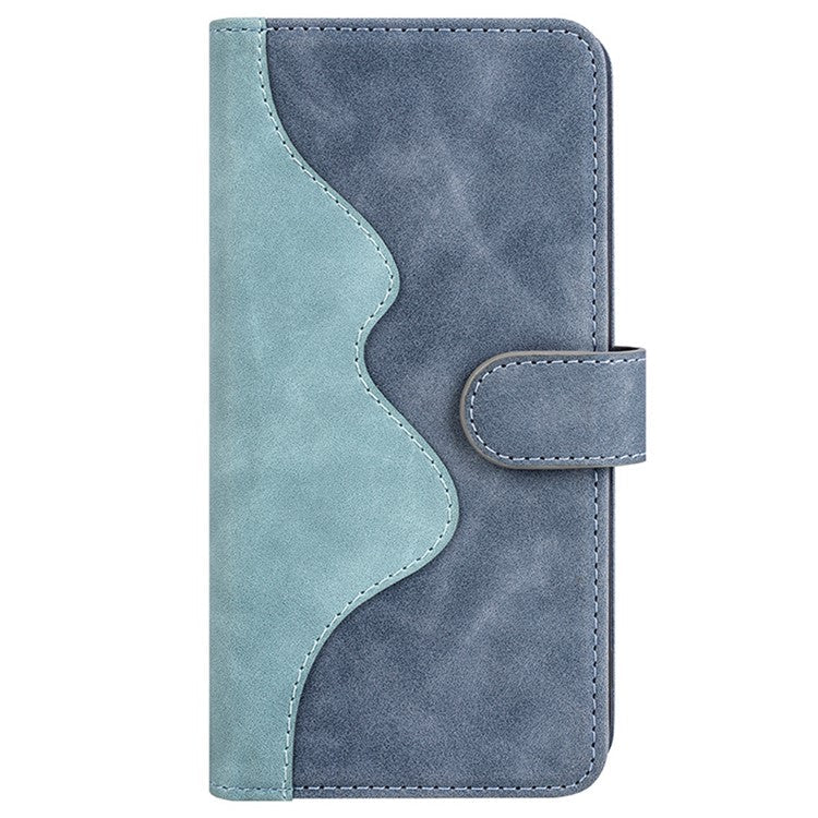 For Asus ROG Phone 6 5G Color Splicing PU Leather Stand Case Magnetic Clasp Wallet Phone Cover - Blue