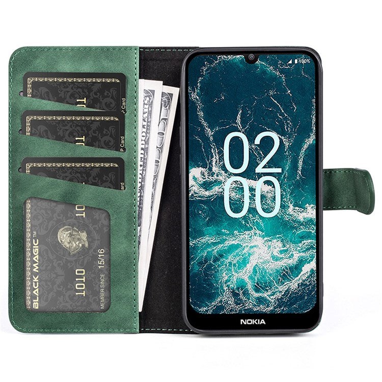 For Asus ROG Phone 6 5G Color Splicing PU Leather Stand Case Magnetic Clasp Wallet Phone Cover - Green