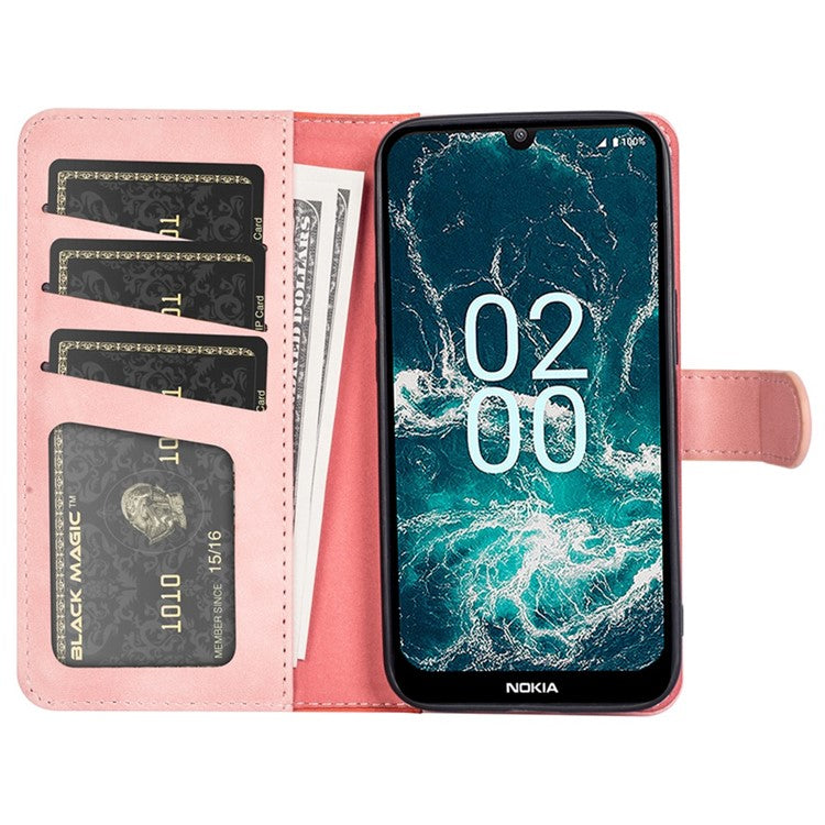 For Asus ROG Phone 6 5G Color Splicing PU Leather Stand Case Magnetic Clasp Wallet Phone Cover - Pink