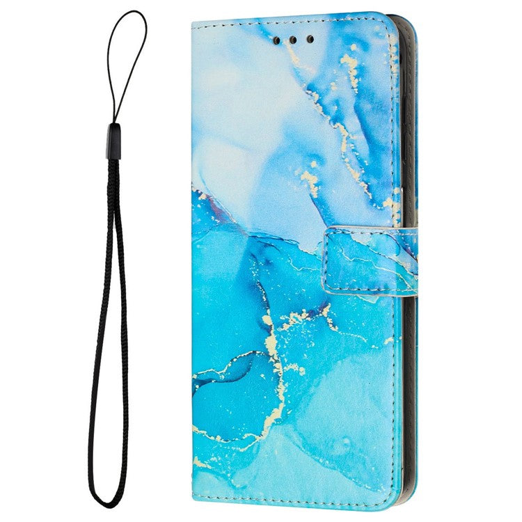 For Samsung Galaxy A23 5G (Global Version) / 4G / M13 4G / F13 4G Marble Pattern Printing Leather Case Stand Wallet Phone Cover - Blue / Green