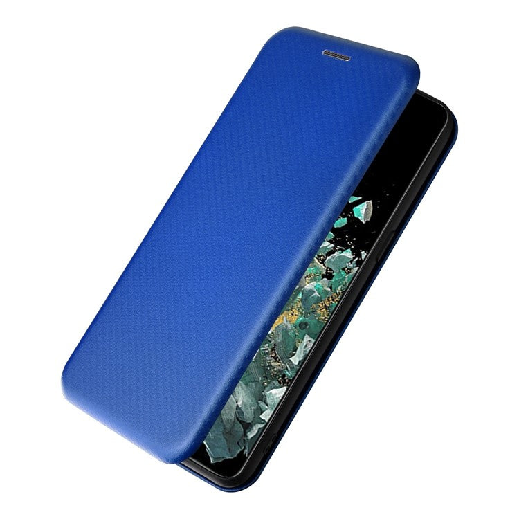 For OnePlus 10T 5G / Ace Pro 5G Carbon Fiber Texture Smartphone Case PU Leather Magnetic Auto-absorbed Stand Card Holder Function Phone Shell - Blue
