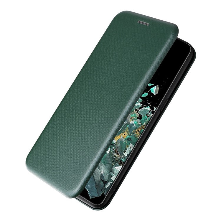 For OnePlus 10T 5G / Ace Pro 5G Carbon Fiber Texture Smartphone Case PU Leather Magnetic Auto-absorbed Stand Card Holder Function Phone Shell - Green